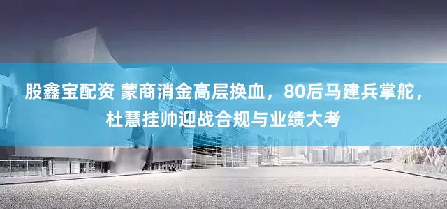 股鑫宝配资 蒙商消金高层换血，80后马建兵掌舵，杜慧挂帅迎战合规与业绩大考